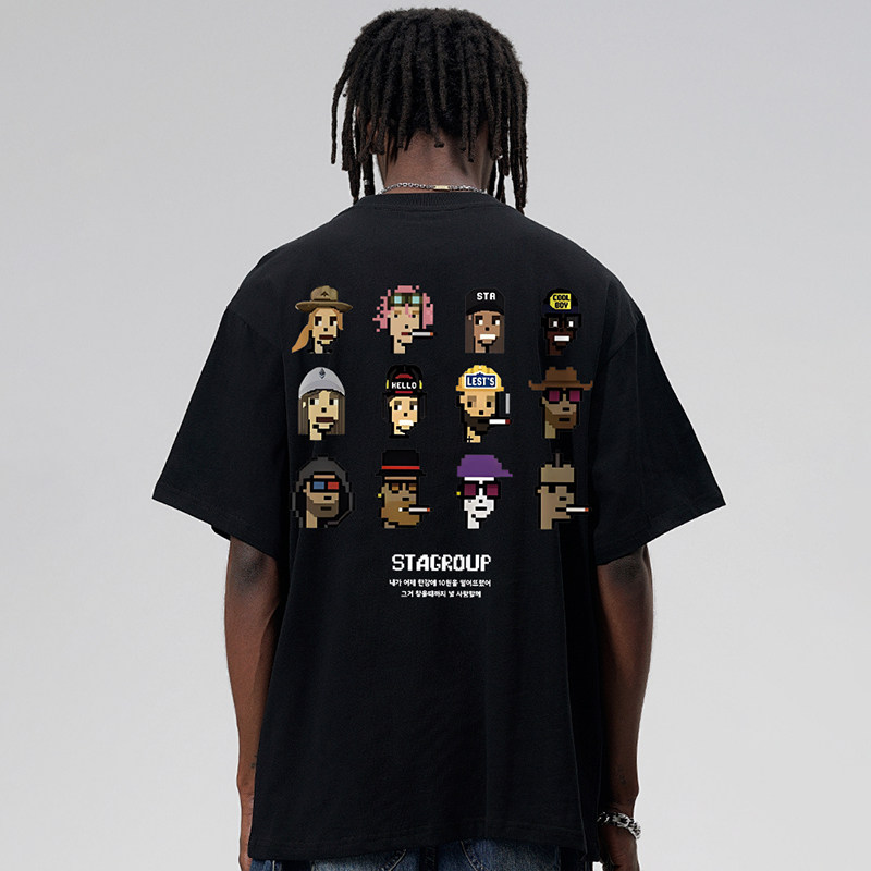 STA数码人物排版纯棉短袖t恤男
