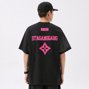 STA潮流夏季新款2026短袖T恤男女美式潮牌宽松字母logo休闲上衣衫