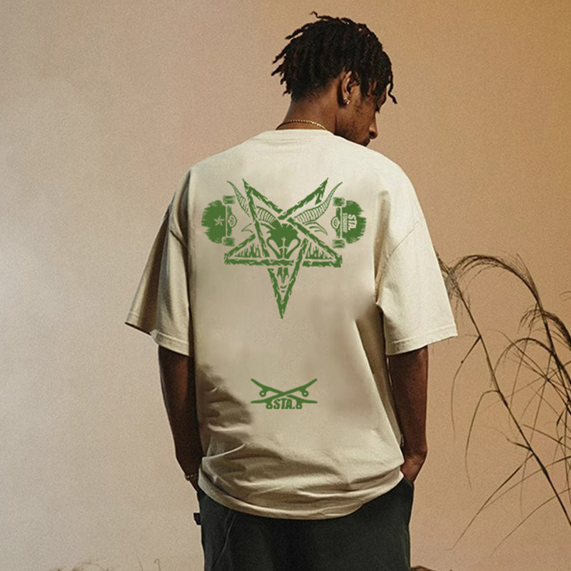 STA美式夏季潮牌圆领纯棉短袖T恤