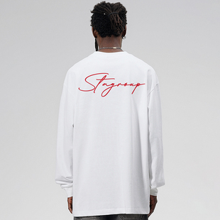 宽松男女款 STA潮牌美式 新款 夏季 t恤休闲情侣上衣 字体草写印花长袖