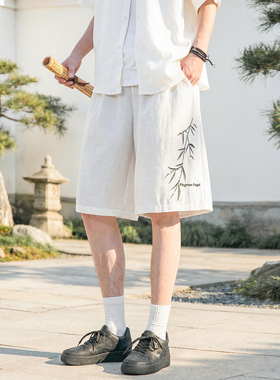STA国潮风刺绣短裤男夏季薄款透气宽松五分裤潮牌高级感休闲裤