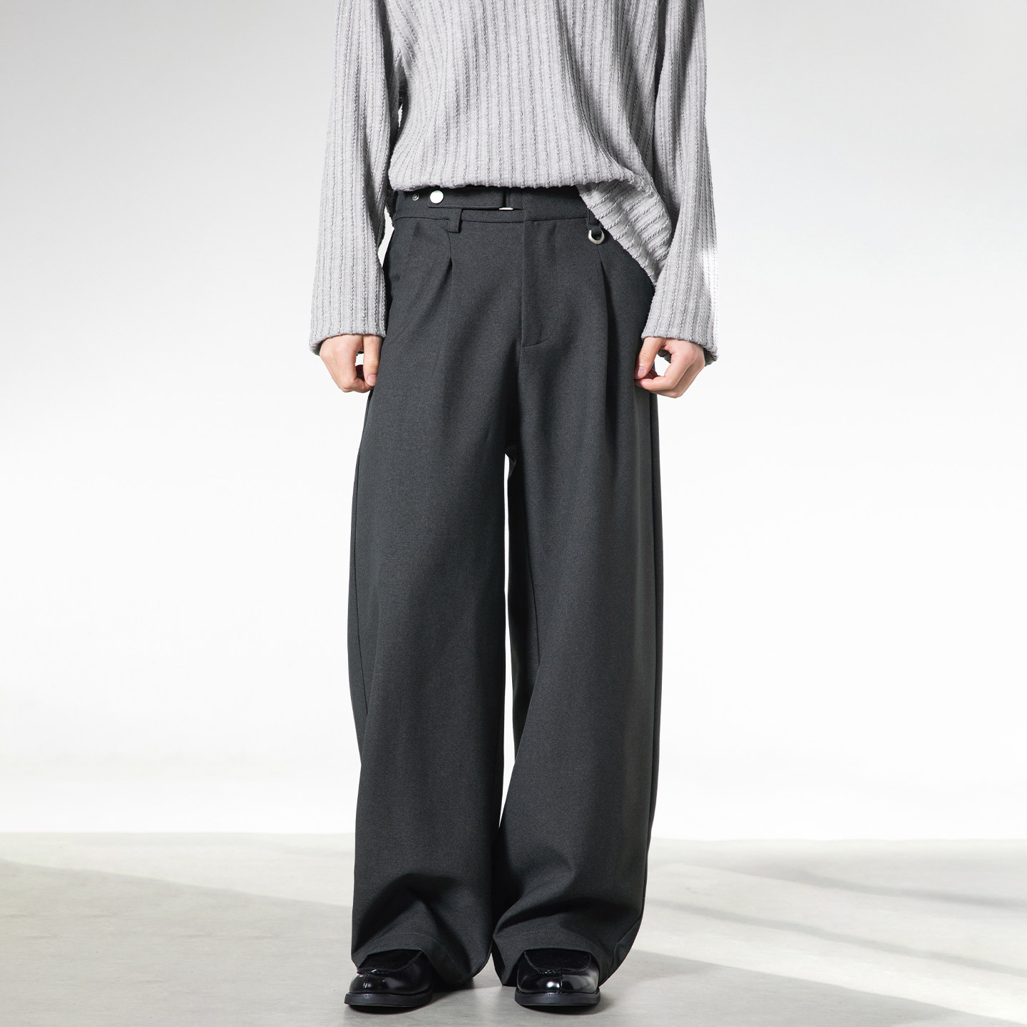 STA国潮牌秋冬复古西裤直筒裤男款宽松休闲长裤灰色高级感百搭