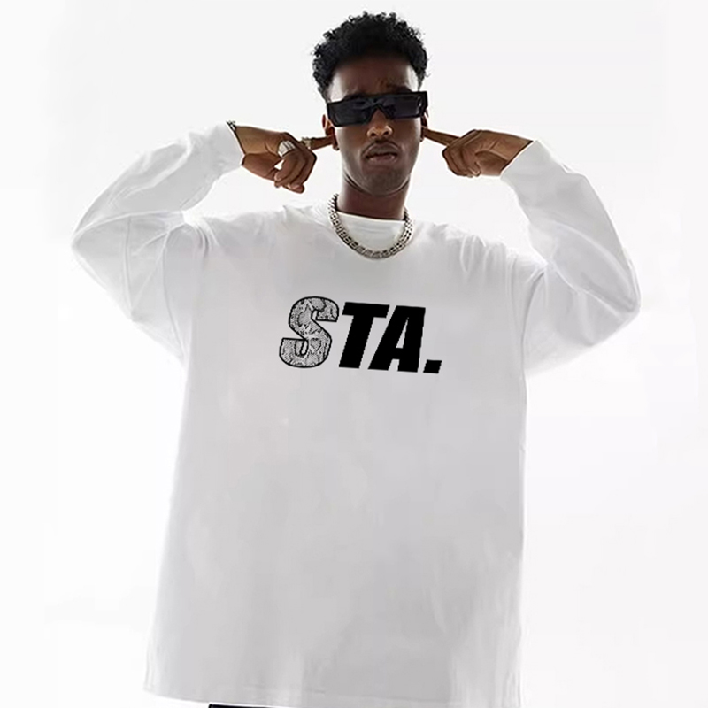 STA美式高街字母长袖T恤纯棉百搭