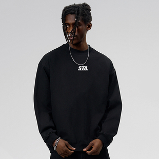 STA国潮胸前基础字母印花圆领卫衣男女款 秋冬加绒宽松重磅情侣