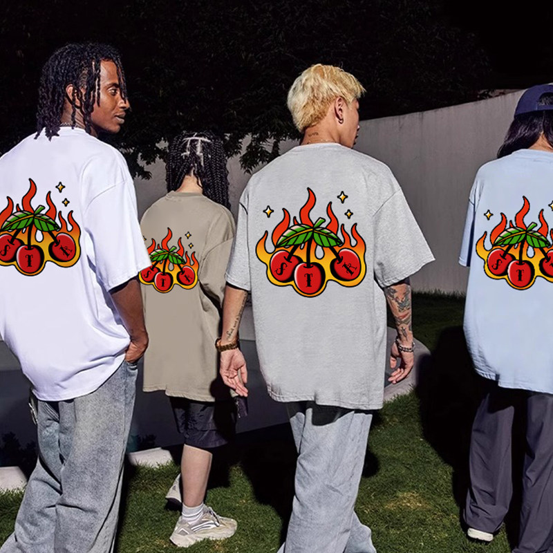 STA美式潮牌夏季花朵印花T恤