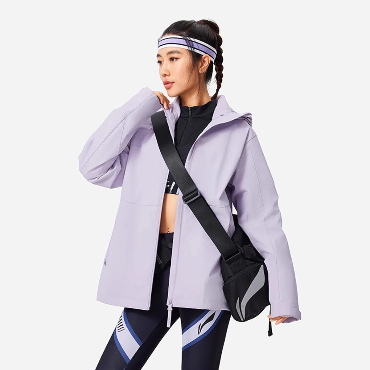 李宁健身系列女子外套加绒保暖宽松舒适三合一运动风衣 AWBU010
