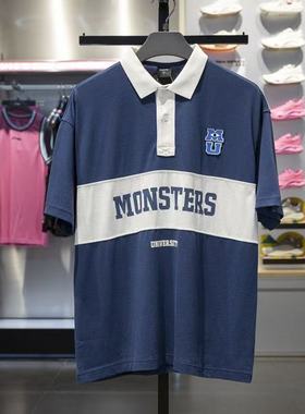 李宁怪兽大学联名POLO衫男士2024秋季新款短袖宽松运动T恤APLU147