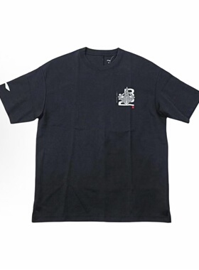 李宁夏季男款黑色运动日常宽松型潮流厚款短袖印花T恤AHST403