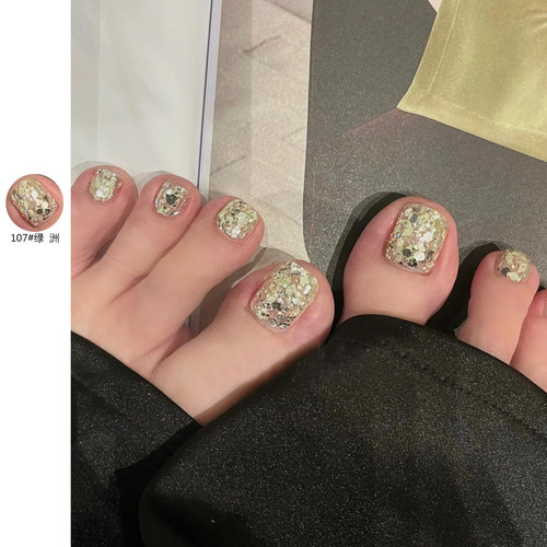 买2送1脚指甲油脚趾甲显白免烤无味速干持久不可剥金色爆闪银亮片