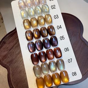 秋冬荒野系列显白气质简约高级短款 百搭玻璃珠猫眼手工定制穿戴甲