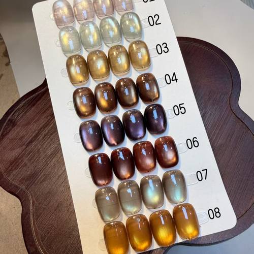 手工定制穿戴甲短款玻璃珠猫眼