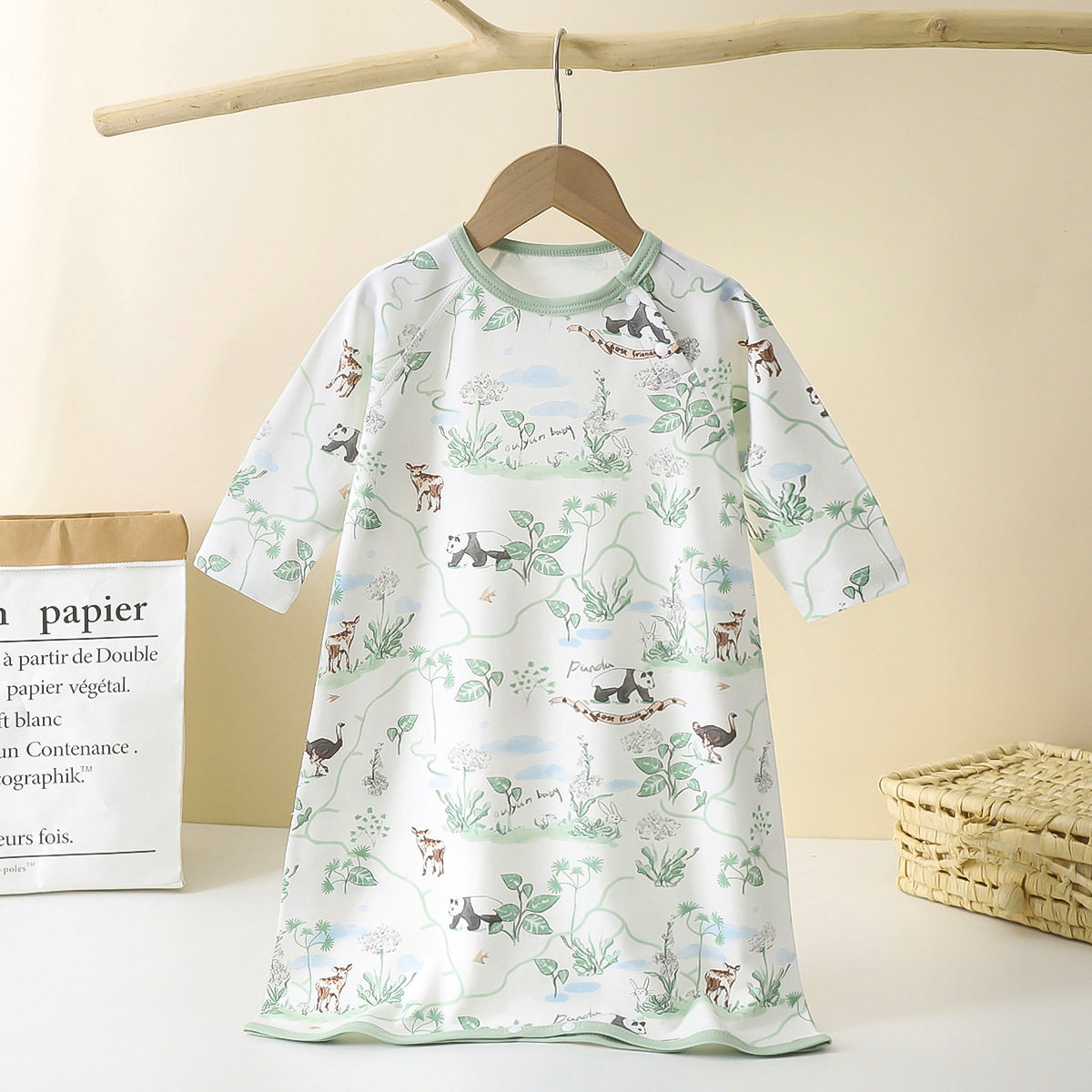 宝宝连体睡裙空调服婴儿长袖睡袍男女儿童家居服春秋四季防踢睡衣