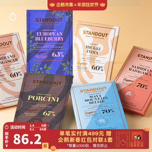企鹅市集 瑞典Standout巧克力 北欧创意增味奶巧黑巧克力50g
