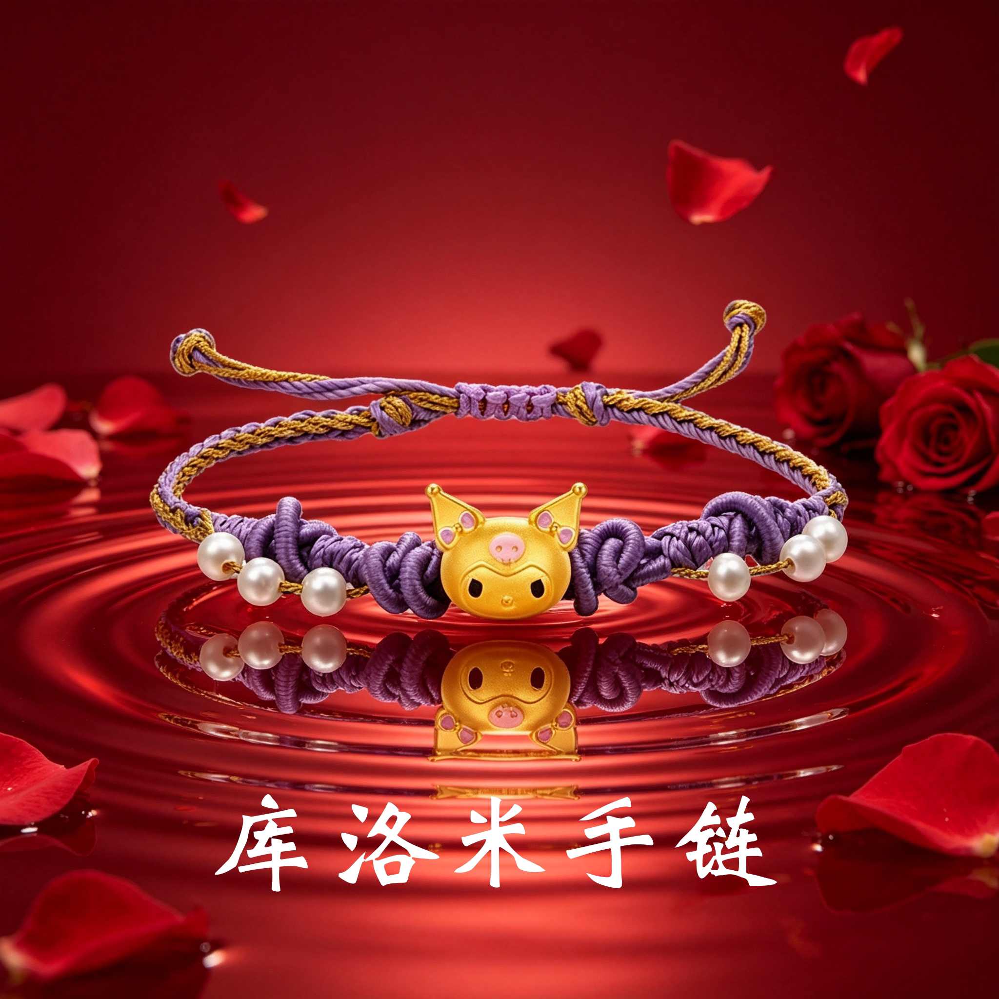 库洛米手链转运珠珠编织手串项链吊装金包银送女朋友闺蜜生日礼物