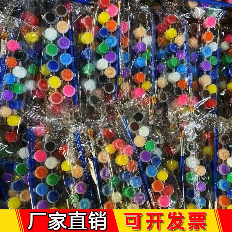 丙烯颜料条彩色幼儿童颜料娃娃12色套装diy石头画密封小盒装2ml