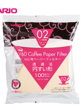 日本进口HARIO手冲滤纸V60原木色/白色（100张/包）01号02号可选