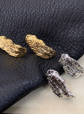 925银针熔岩褶皱长款耳钉个性锆石镶嵌耳环百搭个性不规则耳饰女