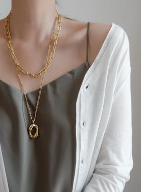 双层小众毛衣链女项链不掉色
