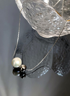 单颗珍珠高级风锁骨链时尚小众