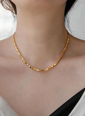 不掉色轻奢镀18K金碎银子项链女