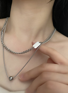 钛钢不掉色双层项链女