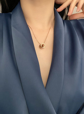 钛钢不掉色项链女式轻奢小众