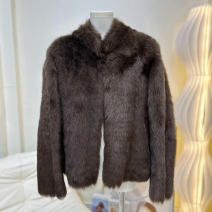 实穿主义 静奢风西班牙进口直毛立领托斯卡纳皮毛一体冬2024新款