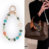 适用lv 枕头包珍珠链挂件改造卡普幸包彩珍珠挂饰配件手机挂饰