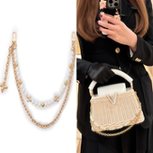 适用lv biker机车包珍珠双链子挂饰改造capucines四叶草装 饰链条