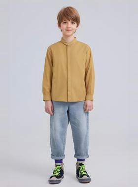 colormo男童翻领长袖衬衫英伦风全棉别致极简设计师款