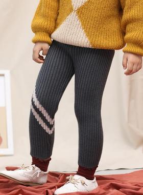 colormo儿童春秋冬羊毛针织长裤休闲裤保暖男女宝宝弹力打底