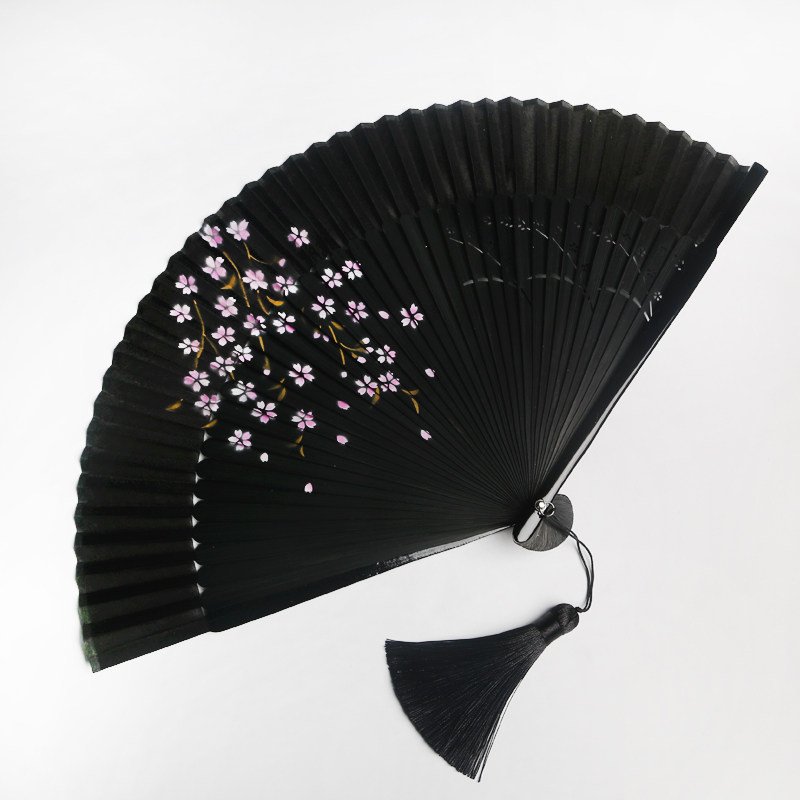 기모노 팬 일본식 일본식 옻칠 팬 숙녀 접는 팬 골동품 스타일 소품 팬