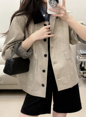 现货ICIC小禾同源 2025猎风女装新款高密斜纹棉夹克巴恩风短外套