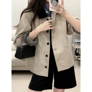 现货ICIC小禾同源 2025猎风女装新款高密斜纹棉夹克巴恩风短外套