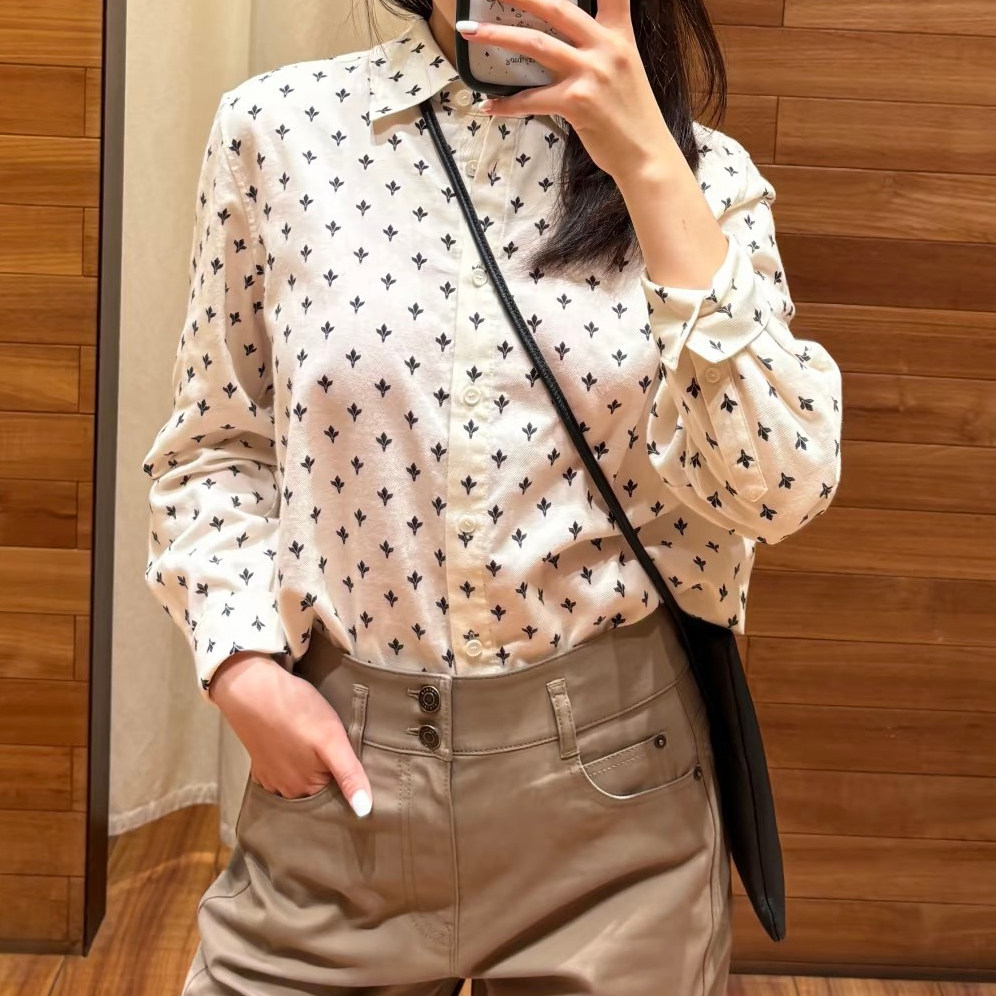 现货ICIC小禾同源女装2026秋季新款斜纹长袖衬衫～