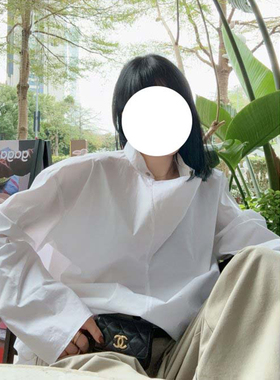 现货ed 同源衬衫女2025春季新款解构立领套头法式白衬衫