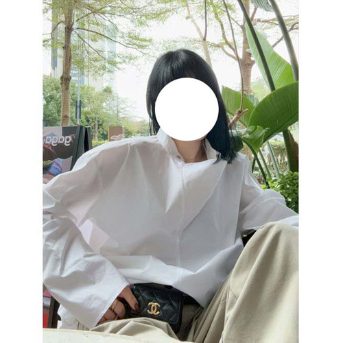 现货ed 同源衬衫女2025春季新款解构立领套头法式白衬衫