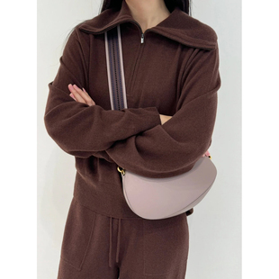 现货ICIC小禾同源羊毛羊绒混纺2025秋冬新款粗纺拉链针织衫