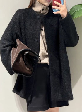 现货ICIC小禾同源江苏南通女装25冬季新款羊驼羊毛圈圈绒短款大衣