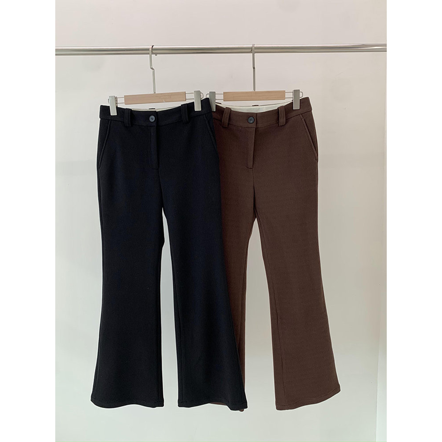 现货ICIC小禾同源女装2025冬季新款羊毛棉灯芯绒针织微喇裤