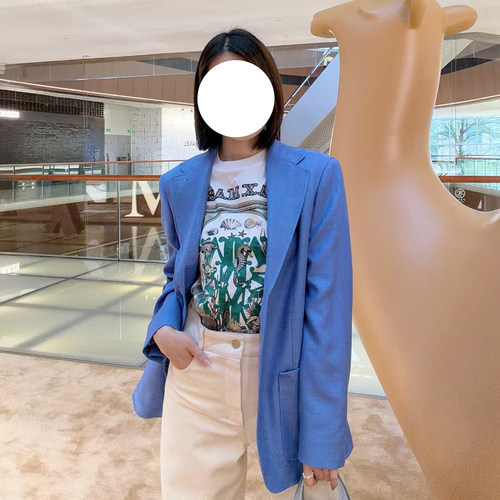 现货Max同源深圳南油亚麻高定蓝｜职场穿搭的松弛美学蓝西装