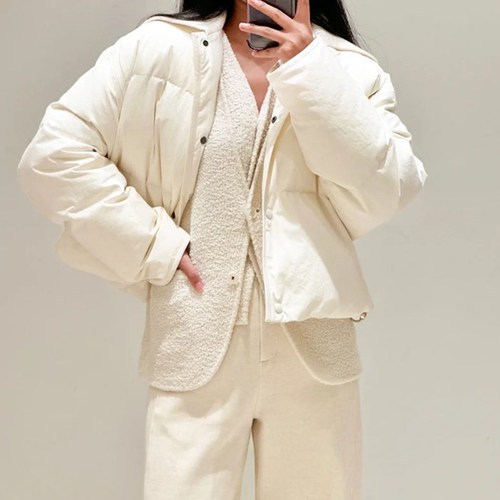 现货ICIC小禾同源2025新款女装冬季全棉平布羽绒服