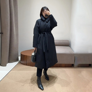 现货ICIC小禾同源女装鹅绒2024秋冬新款丝羊毛精纺平纹羽绒服