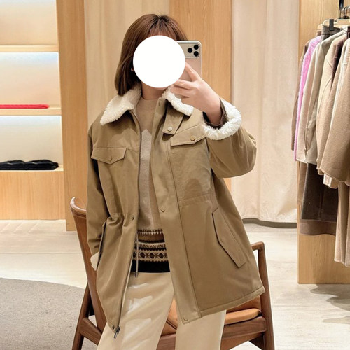 现货ICIC小禾女装新款全棉斜纹短款棉服