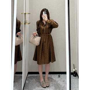 现货Max同源深圳南油桑蚕丝26早秋女装真丝斜纹绸M印花连衣裙