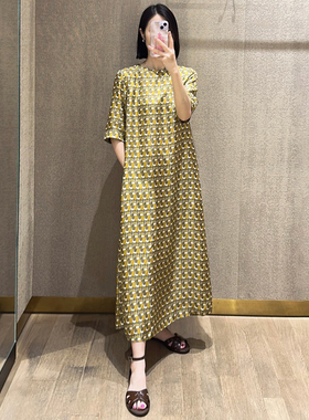 现货Max同款深圳南油2025春夏女装短袖真丝桑蚕丝人丝混纺连衣裙
