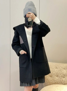 现货ICIC小禾同源【AIR COAT】女装新款羊毛羊绒双面呢及膝大衣