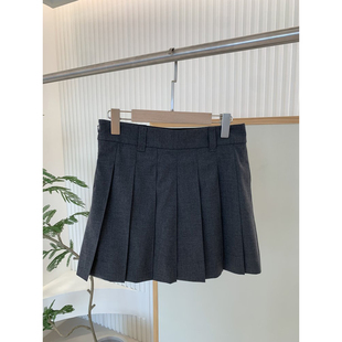 现货CC同源欧洲精纺羊毛长绒棉府绸甜酷知识分子重工百褶显瘦短裙