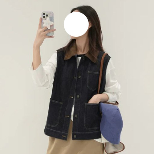 现货ICIC小禾同源【土壤牛仔】女装新款棉弹牛仔布马夹