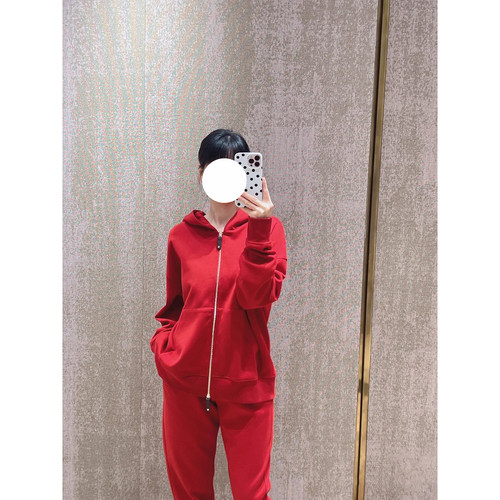 现货深圳南油 Max同款2025早秋新品女装针织连帽卫衣+休闲裤套装